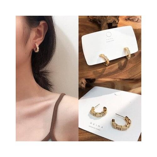 Fashion Jewelry Stud Earrings Crystal Opal Setting Gold Color Earrings For Women Party Gifts