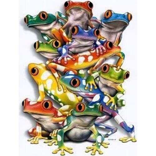 Mosaic pattern stitch cross DIY diamond painting cross stitch diamond Colorful frogs painting craft plastic canvas