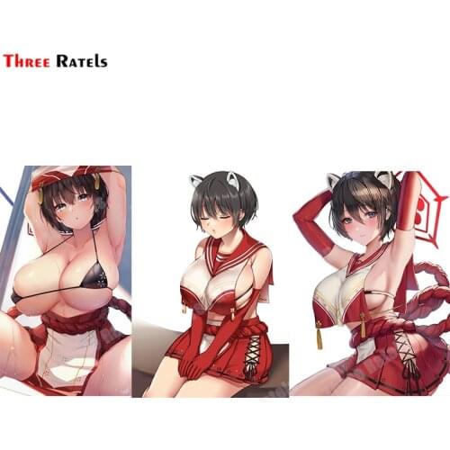 Three Ratels B213 Tsubaki Blue Archive Personalized Creative Scratch Stickers For Bmw E90 Funny Anime Girl Car Accessories Decal