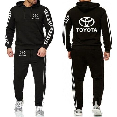 New Mens Hoodies Toyota Car Logo Printed Spring Autumn Mens Fashion Cotton sweatshirt Spring Hoodies+Pants 2Pcs Suit