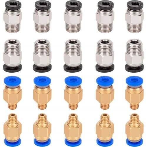 New PC4-M6 Pneumatic Fitting and 5 Pcs PC4-M10 Pneumatic Fitting for Creality Ender 3/Pro Ender 5 CR-10/10S 3D Printer