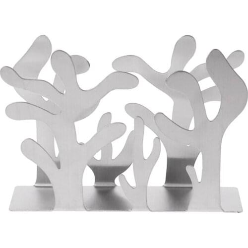 OOTDTY Stainless Steel Napkin Rack Box Dispenser Tissue Holder Plants Table Decoration Silver Color Home Decoration
