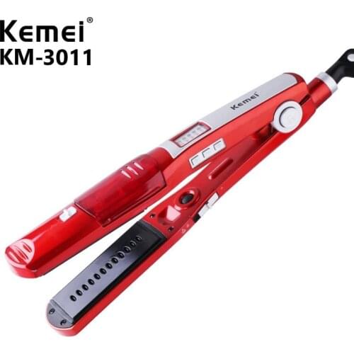 Kemei Electric Steam Hair Straightener professional salon steam hair flat iron crimp irons Comb hair crimper KM-3011