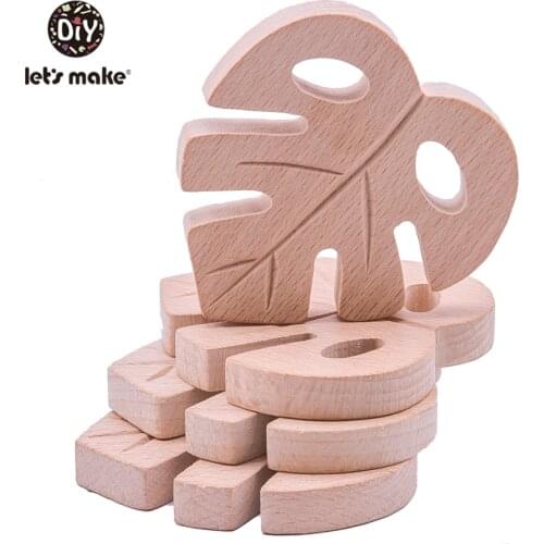 LetS Make 10Pc Baby Wooden Grade Teething Food For Baby Teeth Cartoon Leafe Shape Baby Wooden Teether Waldorf Toys Baby Teether