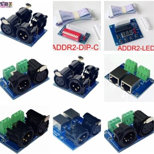 Terminal Adapter Connector XLR to RJ45-3P/XLR3-3P/XLR5-3P/XLR5-XLR3/XLR5-XLR3/XLR3-RJ45/ADDR2-DIP-Z/ADDR2-LED For DMX Decoder