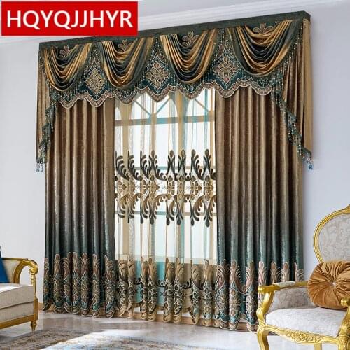 HQYQJJHYR European style luxury custom velvet embroidered decorative curtains for living room apartment hotel bedroom kitchen