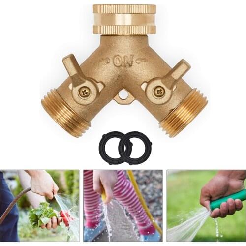 Garden Hose Connector Tap Outlet Splitter Brass 2 Way Adapter with Washers Watering Equipment Garden Water Pipe Adapter