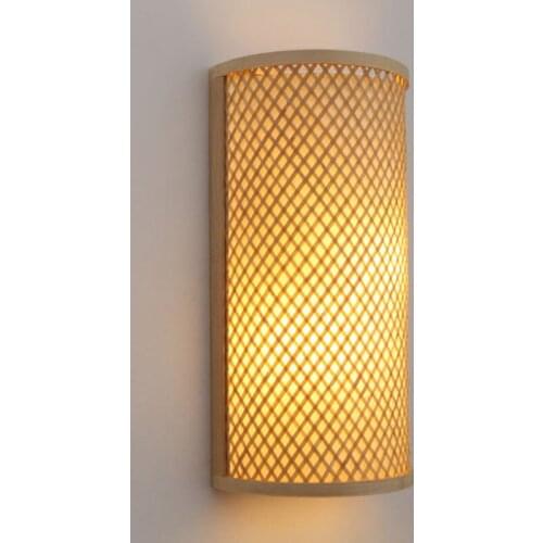Modern Simple Creative Hotel Decorative Wall Lamp Bedroom Bedside Bamboo Wood Living Room Background Wall Light E27 LED