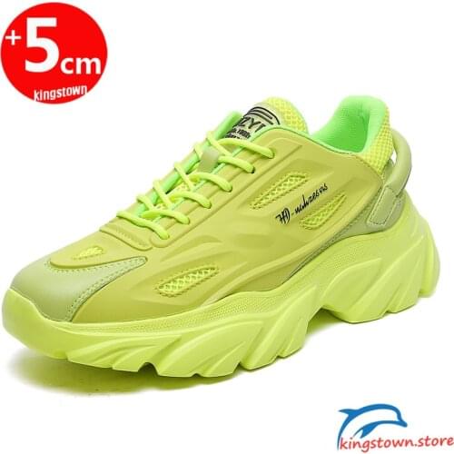 Sports Men Sneakers Elevator Shoes Height Increase Shoes Man Casual Height Increase 5CM White Black Heightening