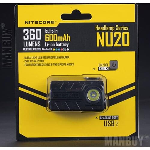Topsale NITECORE NU20 360 Lumens CREE XP-G2 S3 LED Rechargeable Li-ion Battery 100 Hours Runtime Headlamp Flashlight for outdoor