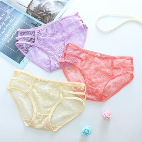 3pcs Women Sexy Intimates Briefs Lace Underwear Breathable Chic Lingerie Panties Calcinha Tanga