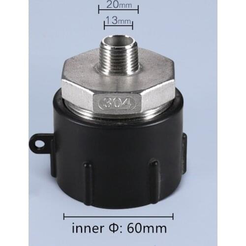 Thicken IBC tank Fittings 60mm Coarse thread to 1/2" Fine thread Home Garden Water pipe connector stainless steel adapter