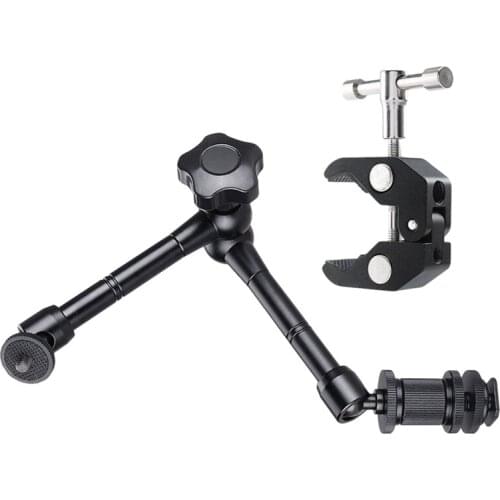 Magic Arm,11 Inch Inch Articulating Magic Arm + Super Clamp for Flash/ LED Video Light/SLR DSLR Camera Accessories