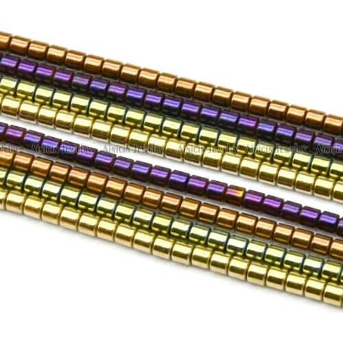 High Quality Hematitie Pocket Size 3x4mm Barrel Shape Strand Loose Beads Green Green Bronze Plating Bracelet Making Spacer Beads