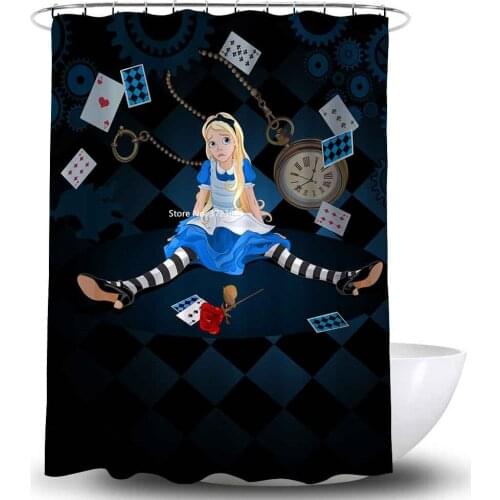 Cartoon Cute Girl Rabbit Design Shower Curtain Bathroom Waterproof Polyester Durable Shower Curtain with Hook