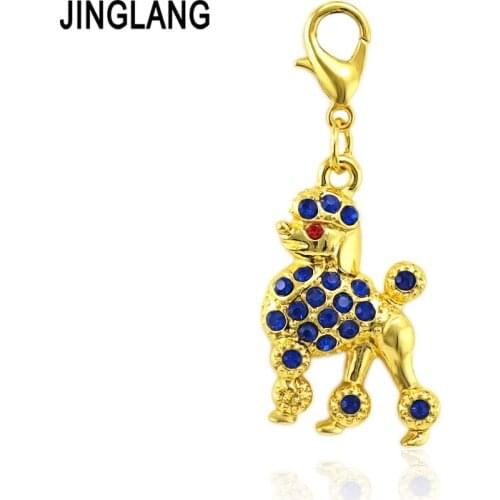 JINGLANG 12 Pieces Fashion Lobster Clasp Charm Dangle Rhinestones Dog Anchors DIY Charms For Jewelry Making Accessories
