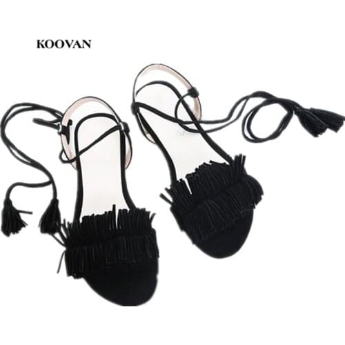 Koovan Women Sandals Female Summer 2018 New Casual Roman Flat Students Strap Tassel Sandals Shoes For Women Girls Shoes