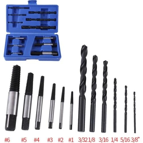 ZK30 12Pcs Damaged Screw Extractor Drill Bit Set Stripped Broken Screw Bolt Remover Extractor Easily Take Out Demolition Tools