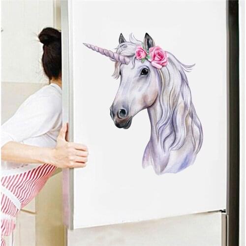 1PC Kitchen Refrigerator Door Decal Beautiful Unicorn Toilet Wall Sticker For Living Room Bedroom Bathroom Home Decor 30*30cm