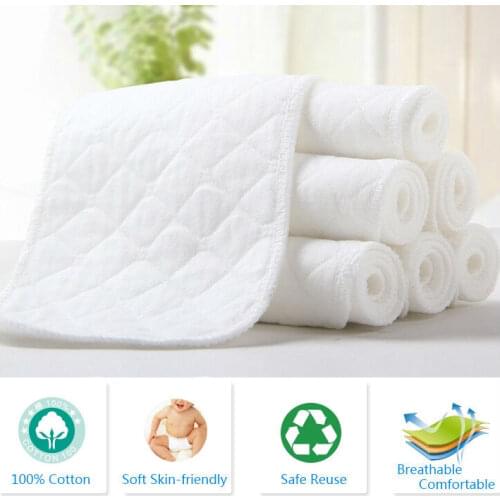 10pcs New cotton Washable reusable Baby Cloth Diapers Nappy inserts microfiber 3 layers Cloth Diaper paper Insert baby diapers
