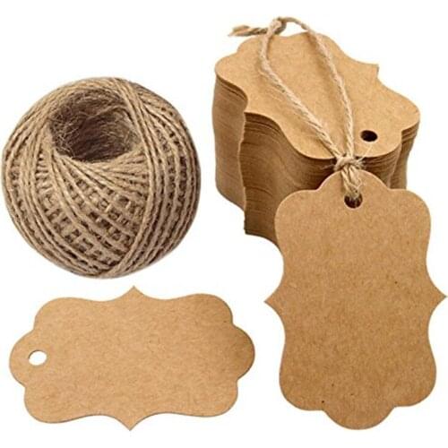 100 Pcs Blank Kraft Gift Tags 1.2 X 2 Inch With 100 Feet Natural Jute Twine Perfect For Wedding,baby Shower And Party Decoration