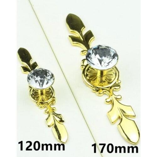 120/170 knobs with backplane Modern simple fashion furniture knobs Gold drawer cabinet pulls Clear crystal dresser door handles