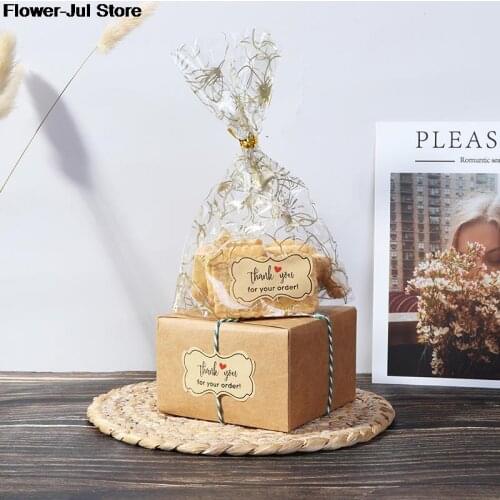 250pcs/roll Paper Thank You For Your Order Stickers Seal Labels Multifunction Packaging Red Heart Kraft Paper Sticker Label