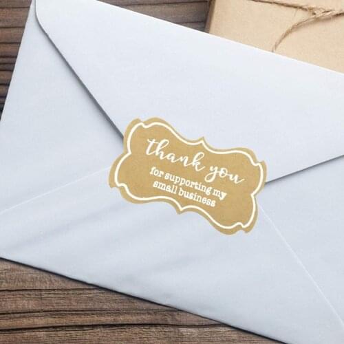 250pcs Thank You for supporting My Small Business Stickers Handmade Baking Packaging Seal Label Kraft Paper Scrapbooking