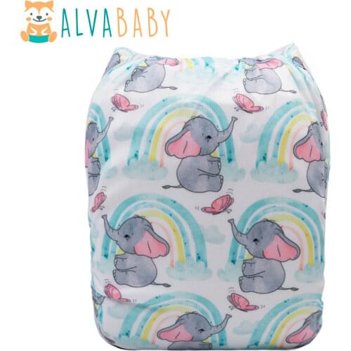 ALVABABY Baby Cloth Nappy Snaps Adjustable Eco-friendly Baby Cloth Diaper with 1pc Diaper Insert