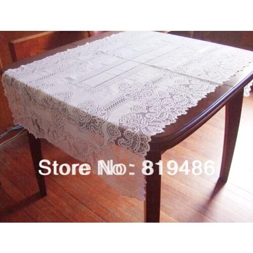 Free shipping floral lace table cloth 140*80cm(55"*32") Square 100% polyester white color