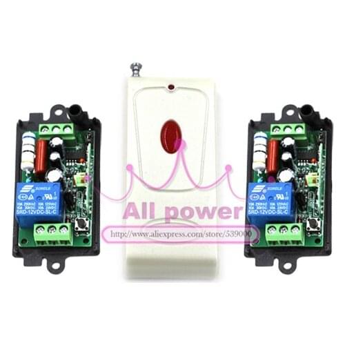 Wireless 1 Channels 110V 220V Lamp Remote Control Switch One Transmitter and Two Receivers