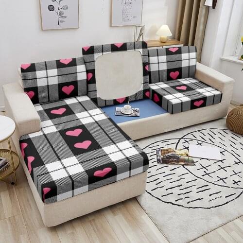 Love Heart Sofa Seat Cover Geometric Elastic Furniture Protector Sofa Seat Cushion Cover Polyester Couch Cover For Living Room