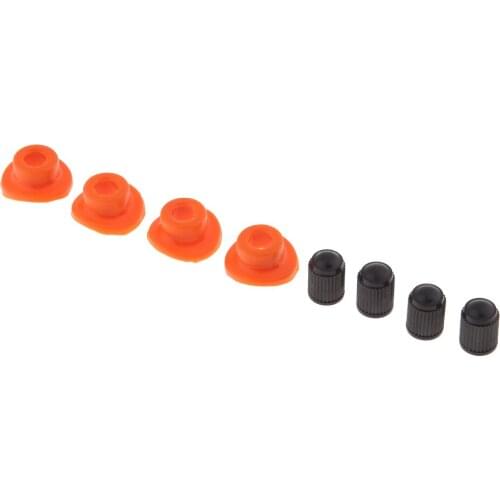 Dolity 4x Black Plastic Valve Stem Cap Lid, 4x Rubber Wheels Tire Dust Cover