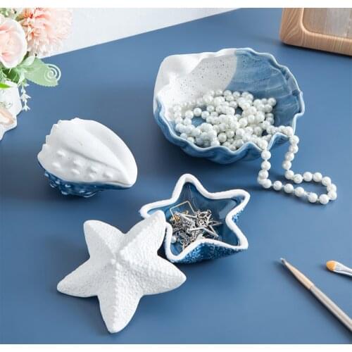 Conch Jewelry Plate Home Dcoration Storage Containers Ceramic Jewlery Organizer Modern Bedroom Decoration Accessories Gifts