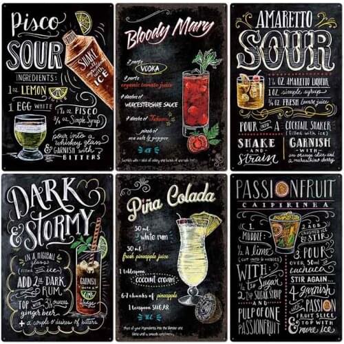 Classic Mojito Cuba Cocktail Metal Signs Vintage Plates Cafe Pub Club Home Wall Decorative Retro Plaque Home Decor 20*30cm