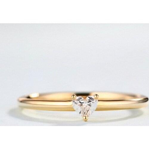 DANS ELEMENT Rings For Women Romantic Delicate AAA Zircon Heart 3 Color Wedding Engagement Gift Fashion Jewelry DEKCR772