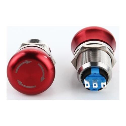 22mm Metal aluminum Emergency stop switch Push Button Switch latching 1NO 1NC Car press button pin terminal