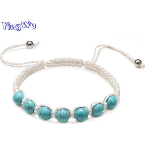 Fashion Natural Stone Blue Turquoises Braided Rope Bracelet For Women Men Handmade Beads Bracelets Friendship Weave Jewelry Gift