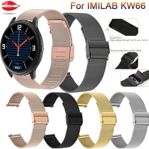 New Milanese strap For IMILAB KW66 / YAMAY SW022 Smart Watch 22mm bracelet Stainless Steel For MI Watch Color Wristband Bracelet