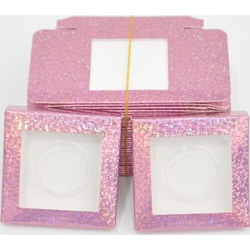 Wholesale Lash Boxes Packaging Eyelashes Box Package Custom No Tray No Logo Glitter Paper Box Square Makeup Storage Case Vendor