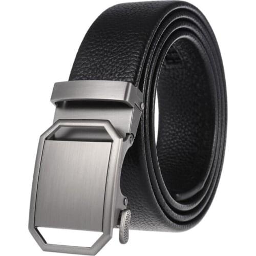 Men Automatic Buckle Belt NEW Mens Leather Ratchet Belt Automatic Sliding Buckle Designer Belt For Men waistband