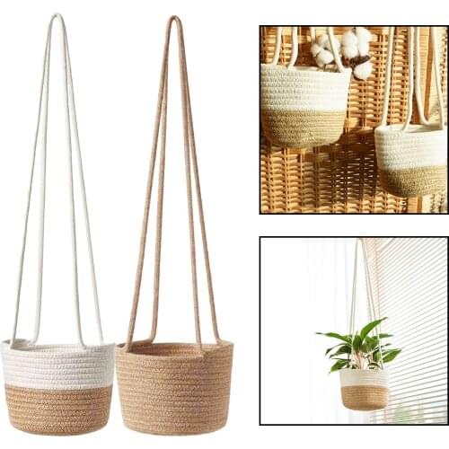 Hand Weave Rope ing Basket Garden Planter Flowers Pot Holder Kitchen Home ing Storage Basket