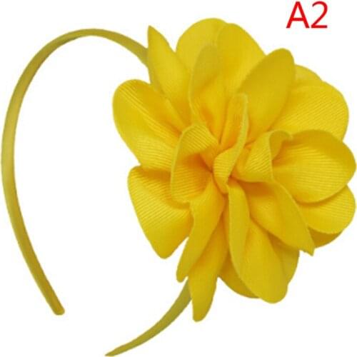 Big Flower Hair Bows Headband Plastic Teeth Ribbon Hairbands Hoop For Kid Girls Hair Accessories 1Pcs