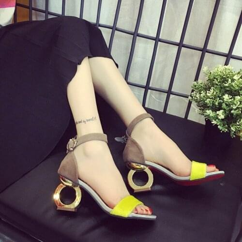 Summer Women Thick High-heeled Sandals Shaped Thick with A Word with Matte Sexy Open-toed Women Shoes Sandals Open Toe Shoes