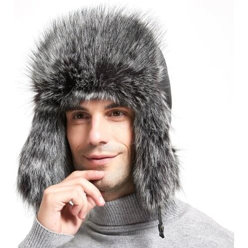 Шапка-ушанка мужская зимняя шапка-авиатор Русский бомбардировщик с ушками Советская искусственная кожа на открытом воздухе