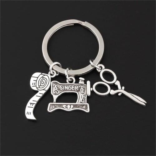 Sewing Machine Scissors Tape Measure Creative DIY Pendant Keychain Tailor Gift Gift Backpack Pendant Accessories