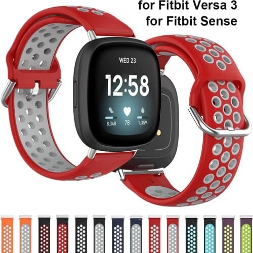 Silicone Strap For Fitbit Versa 3/Sense Smartwatch Replacement Watch Band For Fitbit Sense Correa Wristband with Metal Buckle