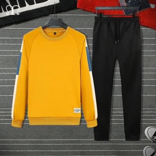 Men Sweatsuit Hoodies Pants Fashion Patchwork Tracksuit Sets Brand Clothing Male Streetwear Hip Hop Oversize Hoodie Sportswear