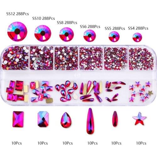 Swarovsky Mix Sizes Mix Shape Glass Crystal Non Hot Fix Rhinestone Flatback Crystal 3D glitter Nail Art Rhinestones Decorations