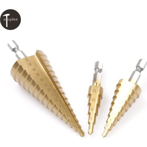 1PC 4-12mm HSS Drill Bits Hex Shank Titanium Coated Straight Fluted Stepped Drill Bit Pagoda Drill Bit For Power Tools